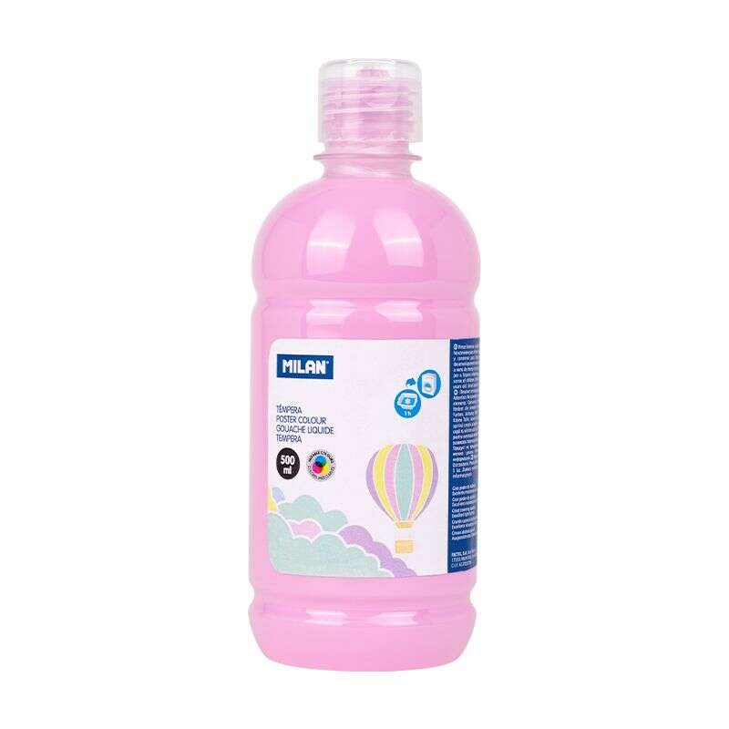 Bottiglia Tempera Milano 500ml - Tappo Dispenser - Asciugatura Rapida - Miscelabile - Colore Rosa Pastello