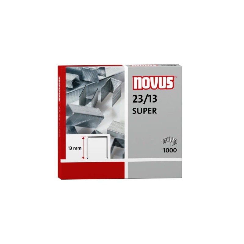 Novus 23/13 Super Scatola da 1000 Graffe Zincate 23/13 per Cucitrici Spesse