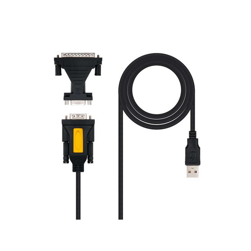 Convertitore Nanocable  USB-seriale per stampanti - Tipo A/M-RS232 DB9/M DB25/M - 1.8 m - Nero