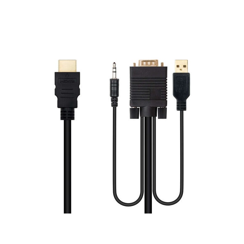 Cavo convertitore Nanocable da HDMI a VGA+Jack 3.5+USB-A 1.8 m - Colore nero