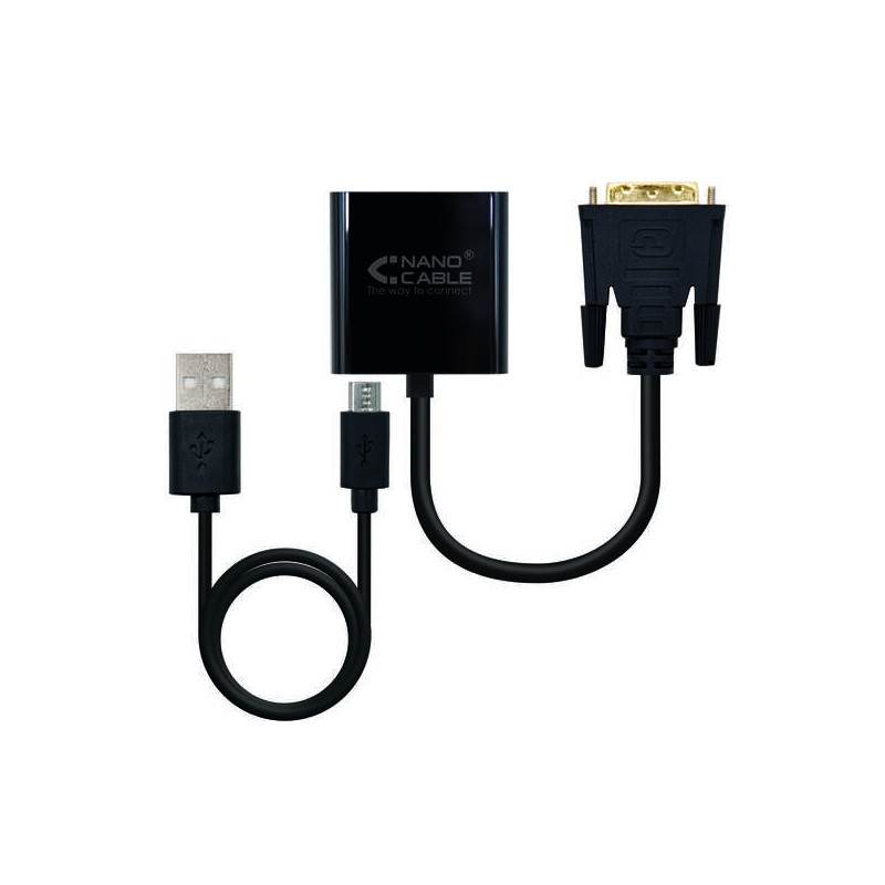 Convertitore Nanocable  DVI 24+1/M a VGA HDB15/H - 10 cm - Colore nero