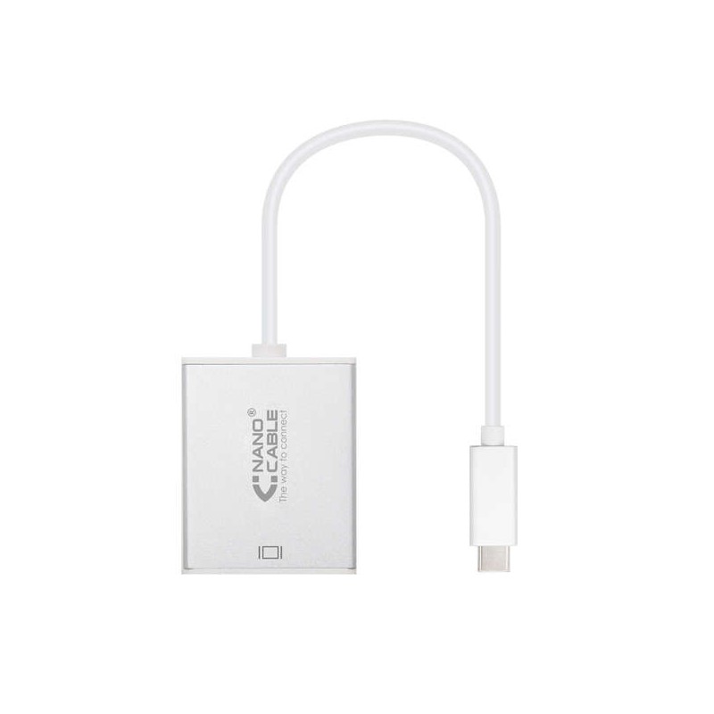 Convertitore da USB-C a VGA Nanocable . USB-C/M - VGA/H - Alluminio - 10 cm - Colore Grigio
