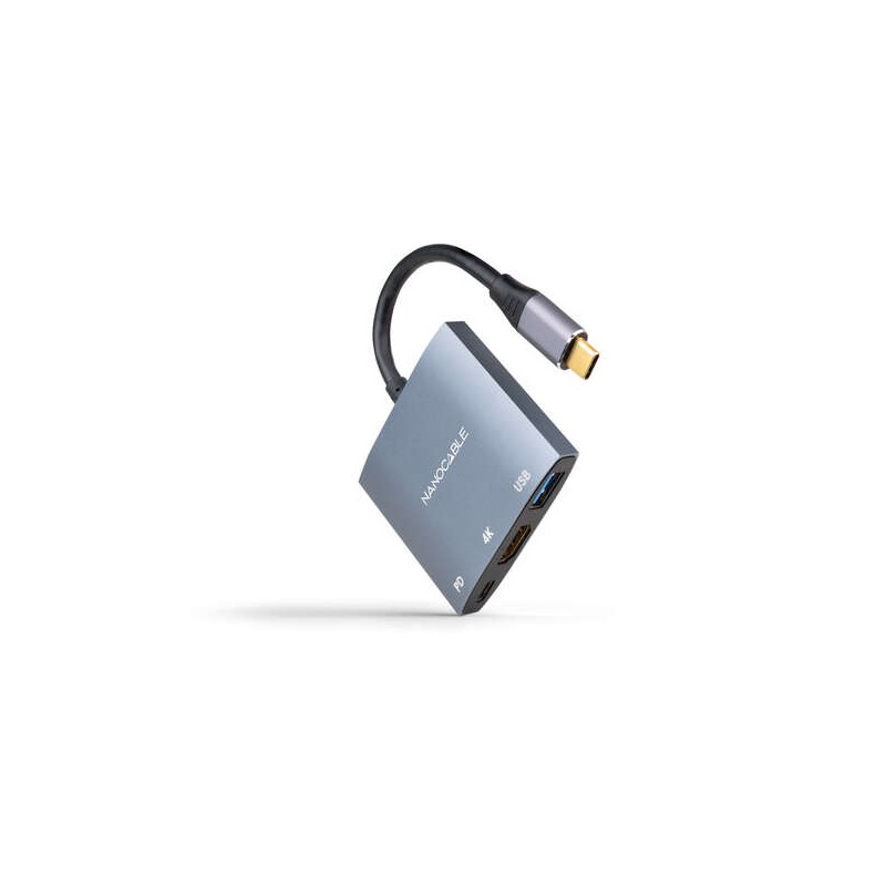 Convertitore Nanocable  da USB-C a HDMI. USB 3.0 e USB-C PD - Grigio