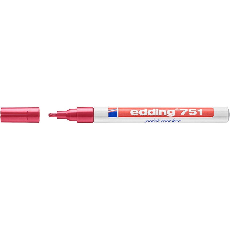 Edding 751 Pennarello Indelebile - Punta Tonda - Linea tra 1 e 2 mm. - Inchiostro opaco - Asciugatura rapida - Colore rosso