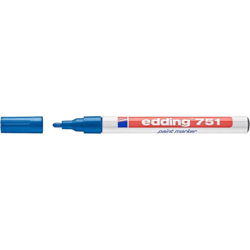 Edding 751 Pennarello Indelebile - Punta Tonda - Linea tra 1 e 2 mm. - Inchiostro opaco - Asciugatura rapida - Colore blu