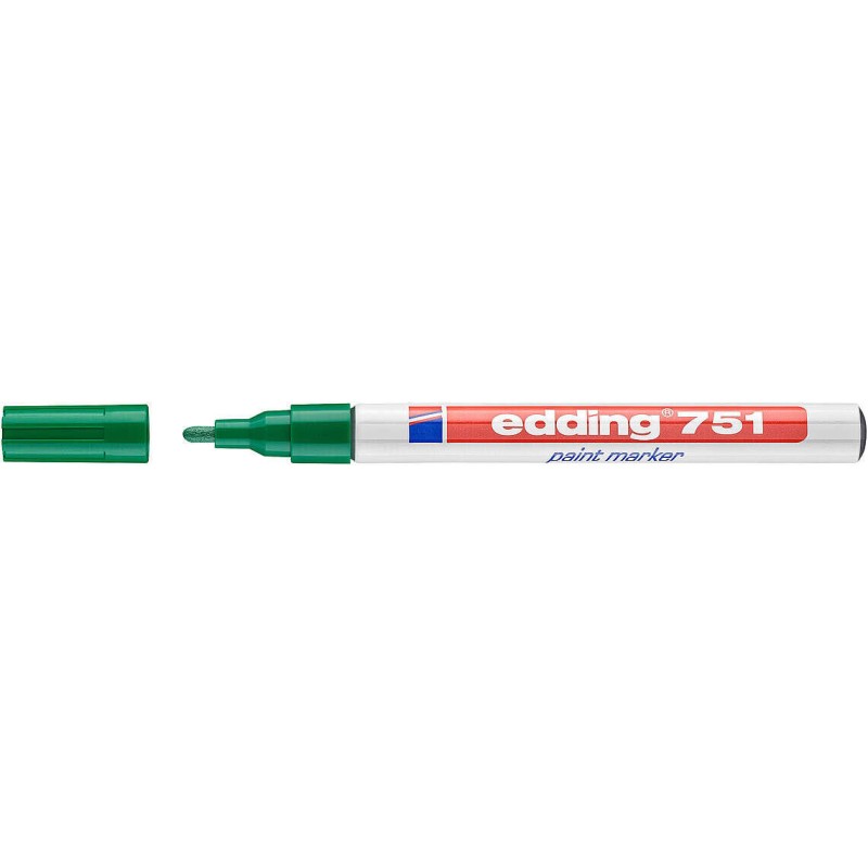 Edding 751 Pennarello Indelebile - Punta Tonda - Linea tra 1 e 2 mm. - Inchiostro opaco - Asciugatura rapida - Colore verde