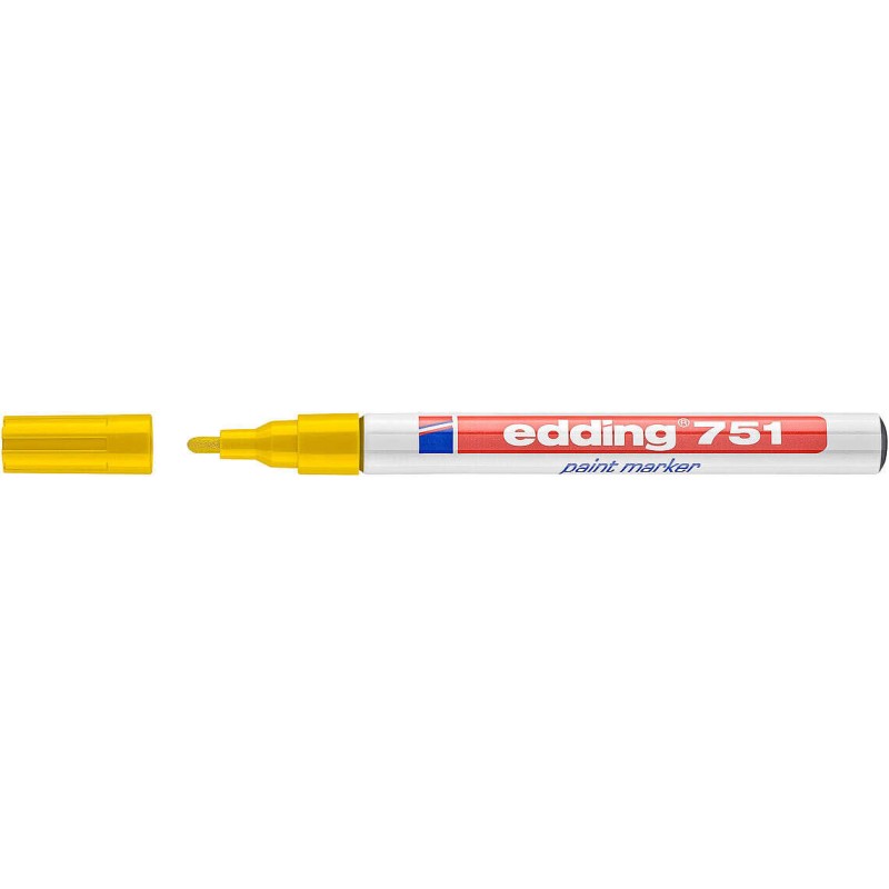 Edding 751 Pennarello Indelebile - Punta Tonda - Linea tra 1 e 2 mm. - Inchiostro opaco - Asciugatura rapida - Colore giallo