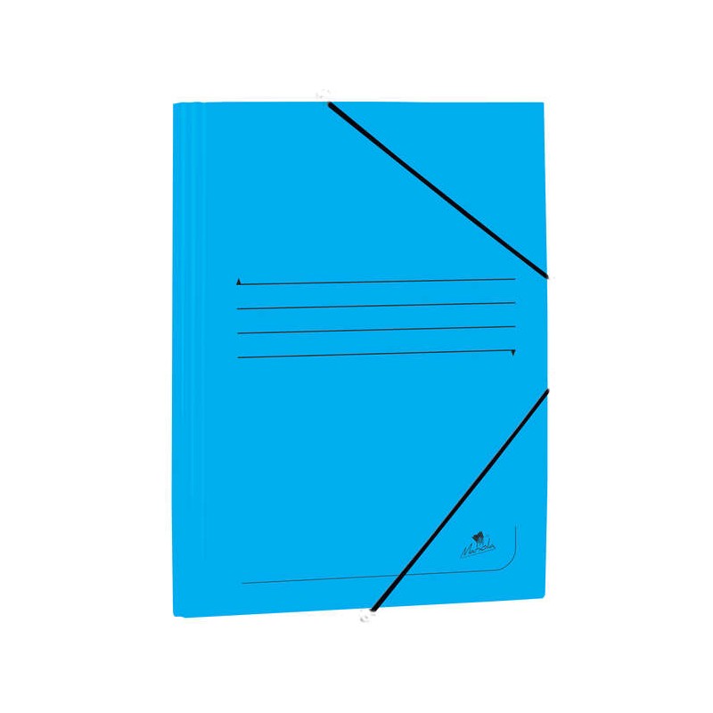 Cartella Mariola in Cartoncino Patinato con Alette Folio 500gr/m2 - Misure 34x25x1cm - Chiusura con Gomma Elastica - Colore Blu