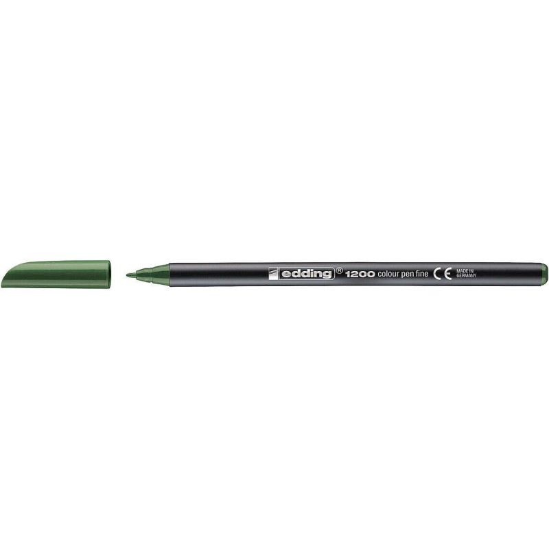 Pennarello Edding 1200 - Punta Rotonda - Tratto 1 mm - Inchiostro a base acqua - Colore verde oliva