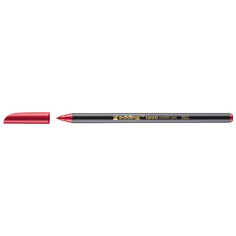 Pennarello Edding 1200 - Punta Tonda - Linea da 1 mm - Inchiostro a base acqua - Colore rosso metallizzato