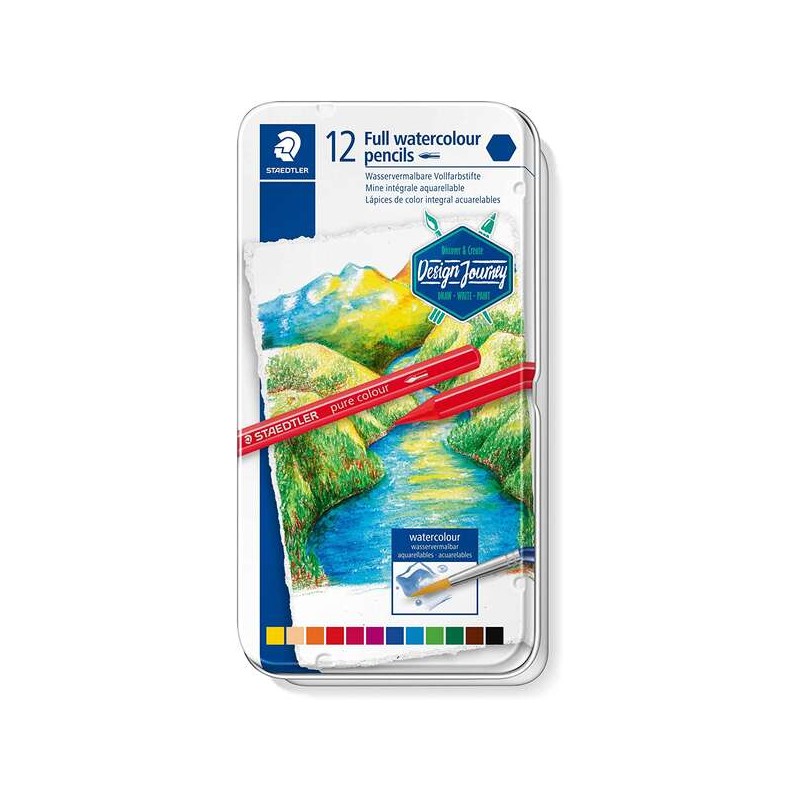 Staedtler 146 Confezione da 10 g di 12 matite colorate acquerello - Senza legno - Colori assortiti