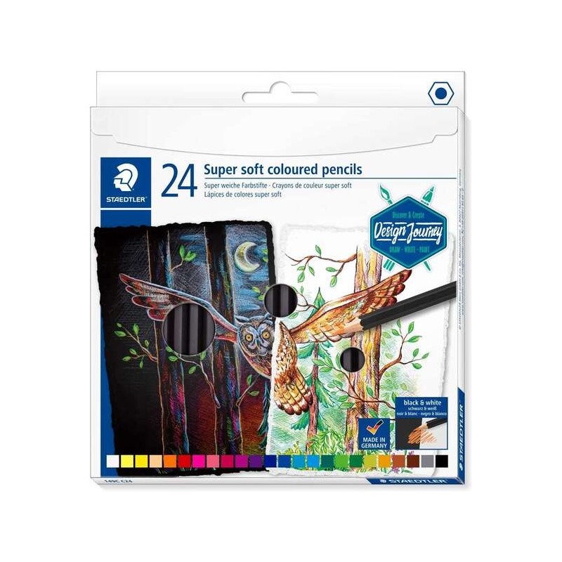 Staedtler Super Soft 149C Confezione da 24 matite colorate - Mina extra morbida - Colori assortiti