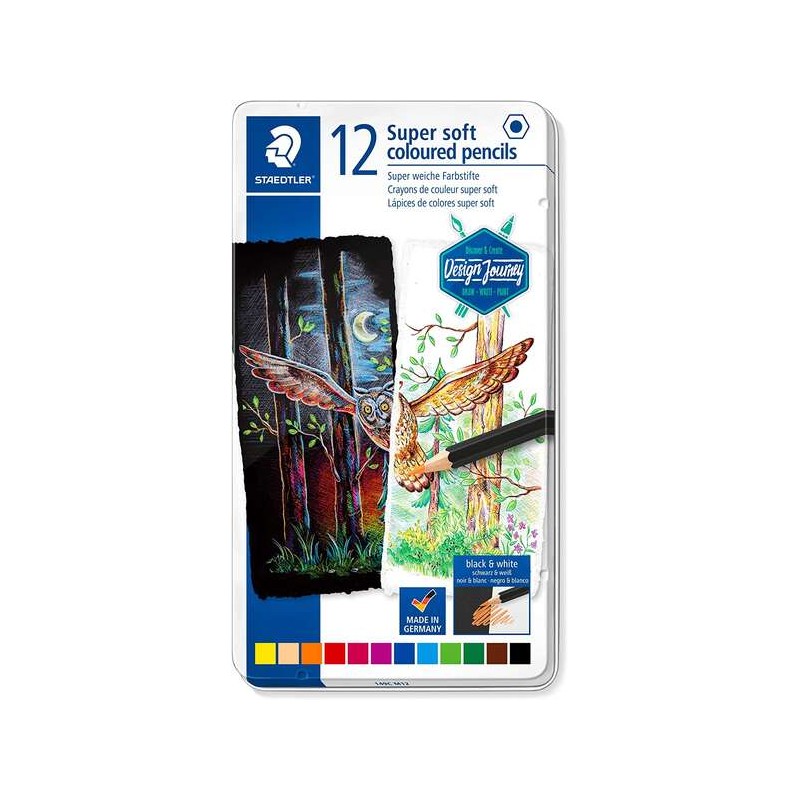 Staedtler Super Soft 149C Confezione da 12 matite colorate - Mina extra morbida - Colori assortiti