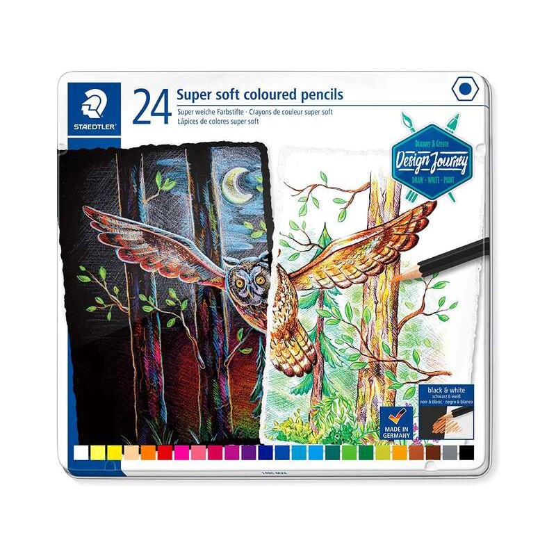 Staedtler Super Soft 149C Confezione da 24 matite colorate - Mina extra morbida - Colori assortiti