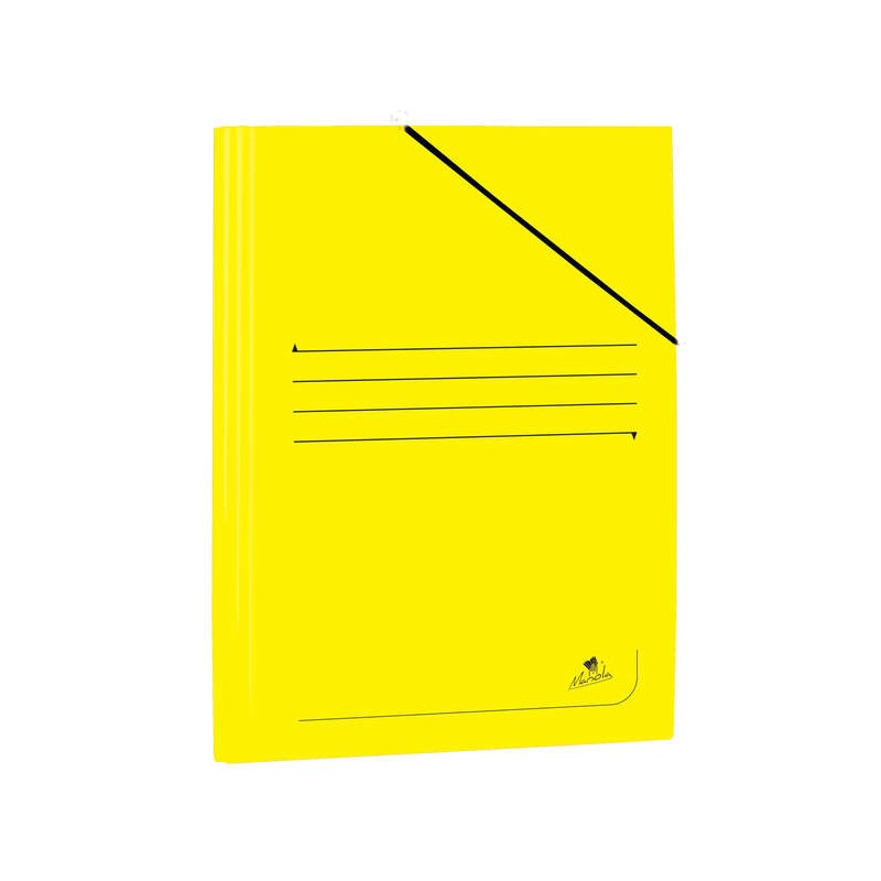Cartella Mariola Folio in Cartoncino Laminato 500gr/m2 - Misure 34x25cm - Chiusura con Gomma Elastica - Colore Giallo