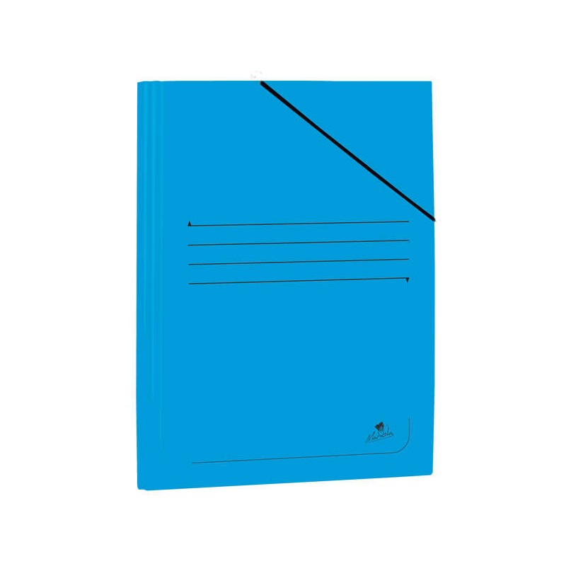 Cartella Mariola Folio in Cartoncino Laminato 500gr/m2 - Misure 34x25cm - Chiusura con Gomma Elastica - Colore Blu