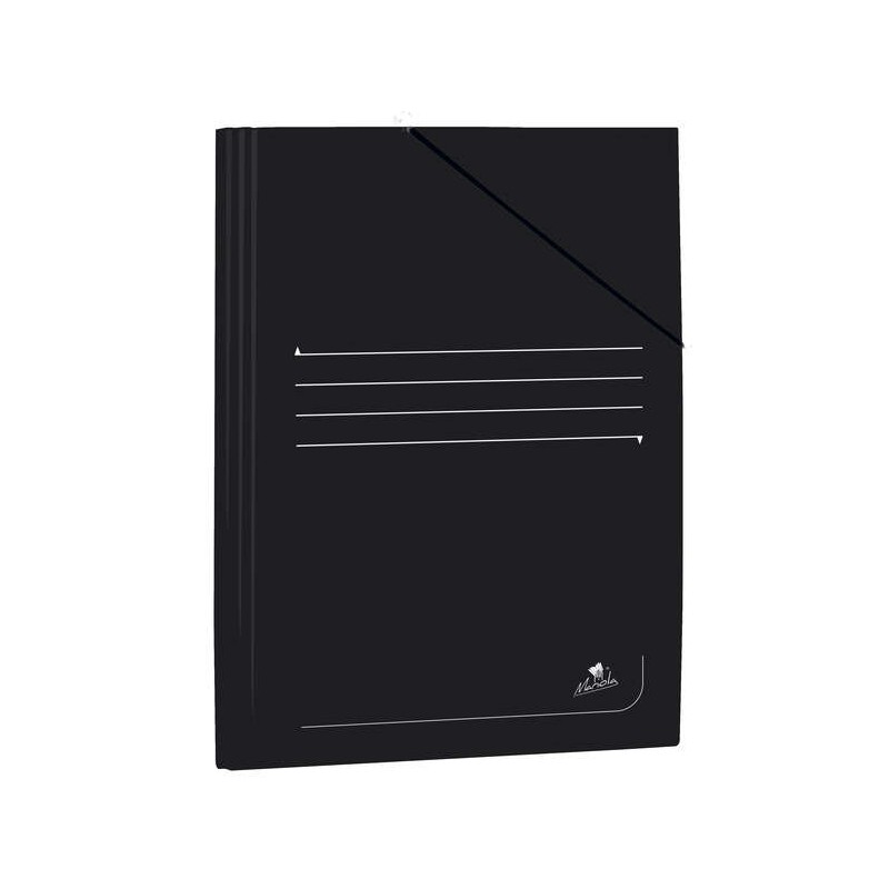 Cartella Mariola Folio in Cartoncino Laminato 500gr/m2 - Misure 34x25cm - Chiusura con Gomma Elastica - Colore Nero