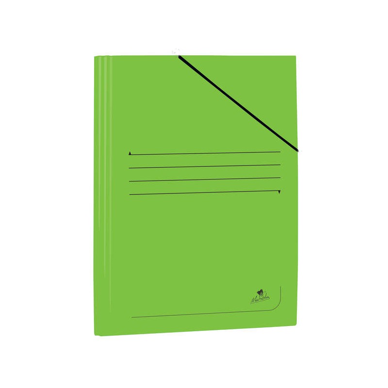 Cartella Mariola Folio in Cartoncino Laminato 500gr/m2 - Misure 34x25cm - Chiusura con Gomma Elastica - Colore Verde