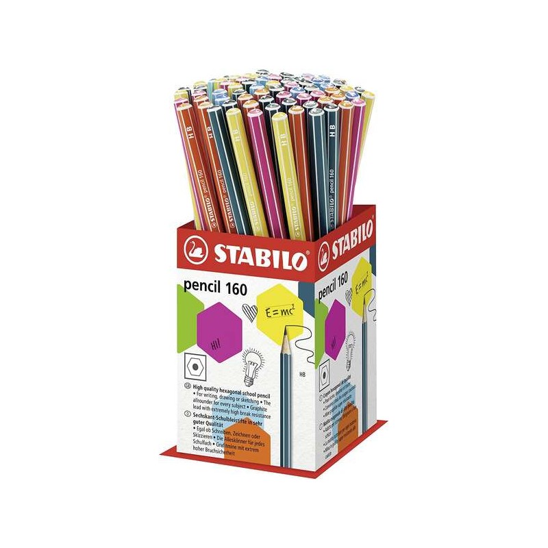 Stabilo Pencil 160 Display da 72 matite esagonali - Robusta mina HB da 2.2 mm - Design moderno
