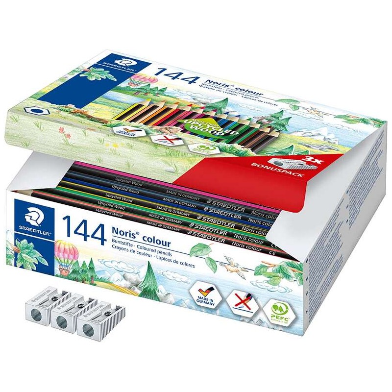 Staedtler Noris Color 185 Confezione da 144 matite colorate esagonali - Resistenza alla rottura - Colori assortiti