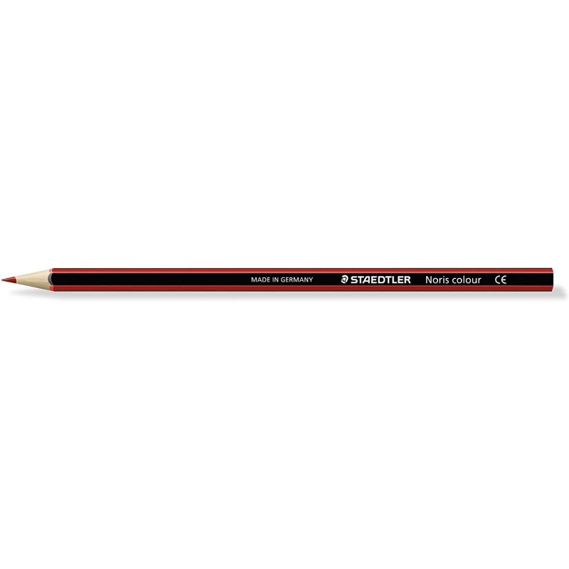 Matita colorata esagonale Staedtler Noris Color 185 - Resistenza alla rottura - Materiale Wopex - Colore rosso chiaro