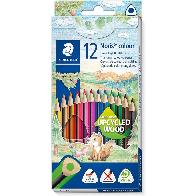Staedtler Noris Color 187 Confezione da 12 matite colorate triangolari - Resistenza alla rottura - Colori assortiti