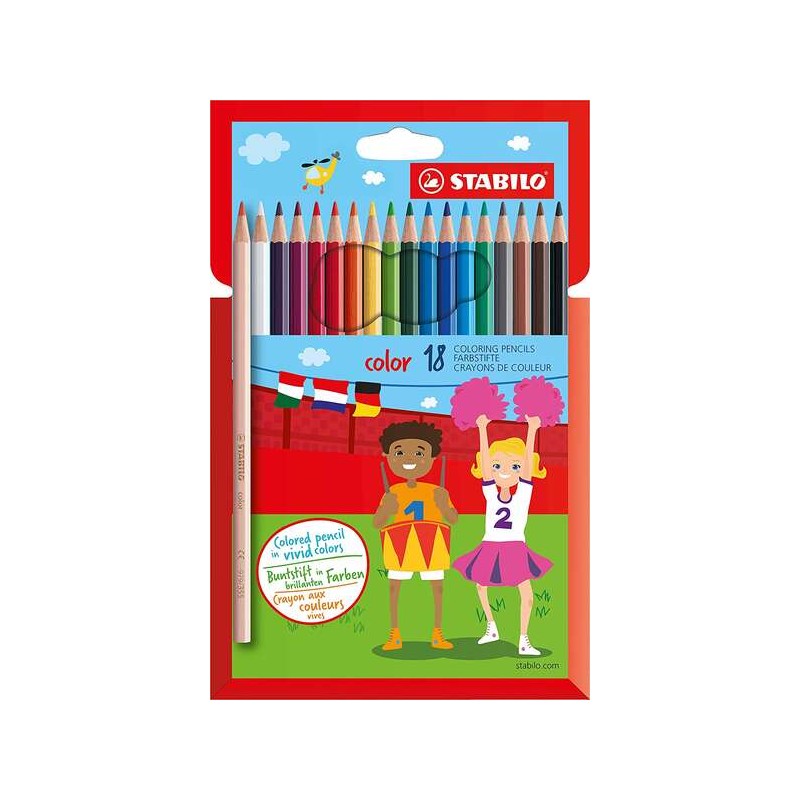 Stabilo Color Confezione da 18 matite colorate - Mina da 2.5 mm - Ideale per la scuola - Colori assortiti