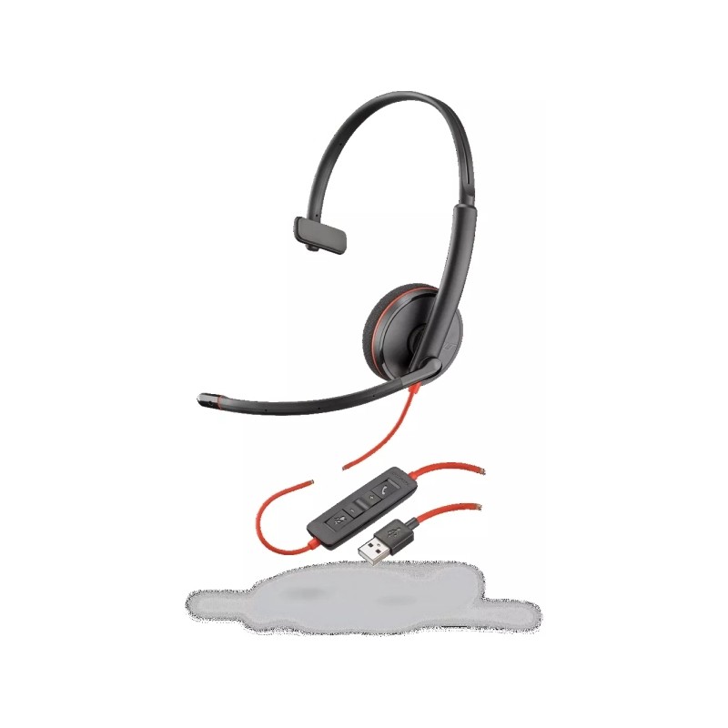Plantronics Blackwire C3210 USB-A Auricolare mono con microfono - Cuscinetti auricolari imbottiti - Comandi cablati