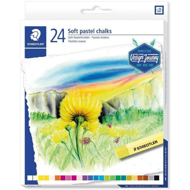 Staedtler 2430 Confezione da 24 Gessi Pastello Morbido - Ottimi per Miscelare i Colori - Resistenza alla Luminosità - Colori Ass