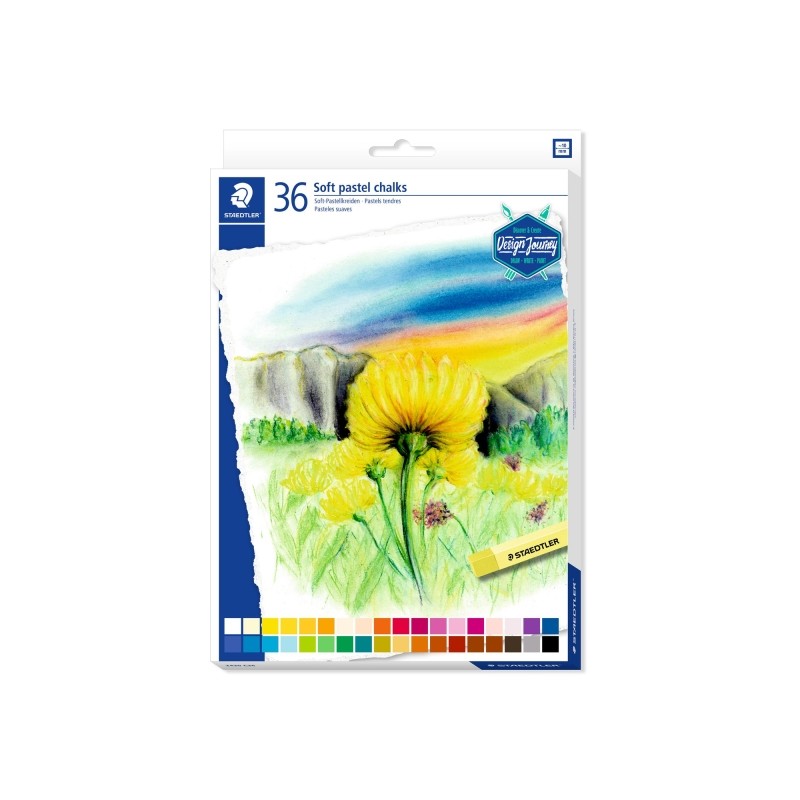 Staedtler 2430 Confezione da 36 Gessetti Pastello Morbido - Ottimi per Miscelare i Colori - Resistenza alla Luminosità - Colori