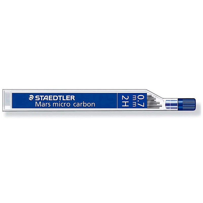 Tubo Staedtler Mars Micro Carbon 250 da 12 mine in grafite - Durezza 2H - Corsa 0.7 mm - Alta resistenza