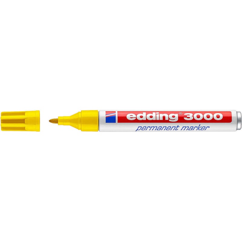 Pennarello indelebile Edding 3000 - Punta tonda da 1.5 mm - Linea tra 1.5 e 3 mm - Ricaricabile - Asciugatura rapida - Colore gi