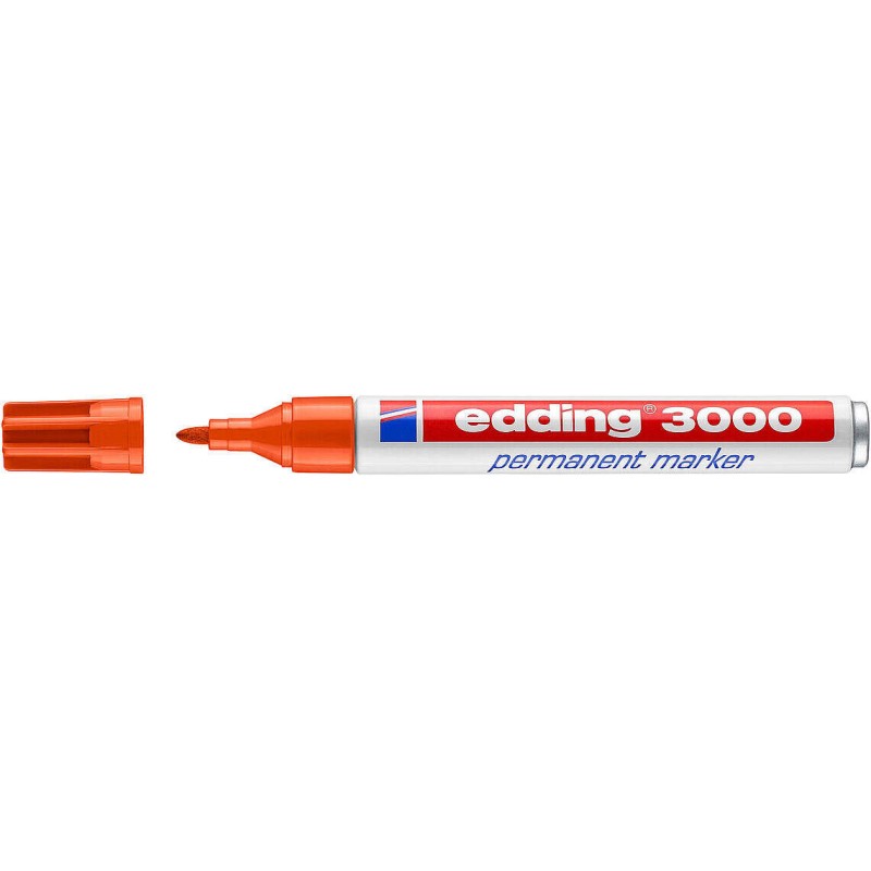 Pennarello indelebile Edding 3000 - Punta tonda da 1.5 mm - Linea tra 1.5 e 3 mm - Ricaricabile - Asciugatura rapida - Colore ar
