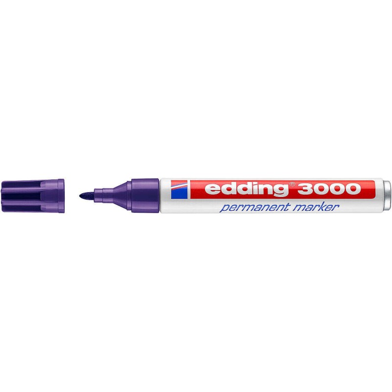 Pennarello indelebile Edding 3000 - Punta tonda da 1.5 mm - Linea tra 1.5 e 3 mm - Ricaricabile - Asciugatura rapida - Colore vi