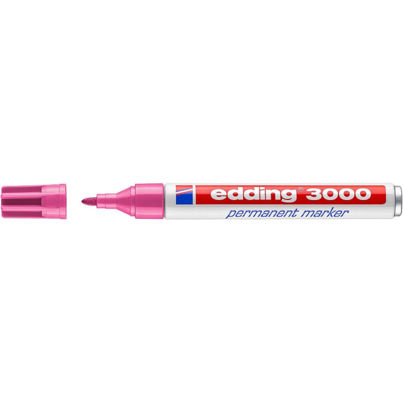 Pennarello indelebile Edding 3000 - Punta tonda da 1.5 mm - Linea tra 1.5 e 3 mm - Ricaricabile - Asciugatura rapida - Colore ro