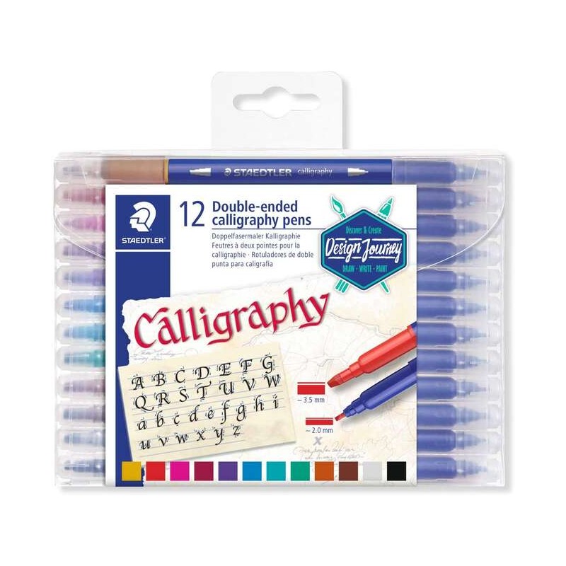 Staedtler 3005 Confezione da 12 penne per calligrafia a doppia punta - Colori assortiti