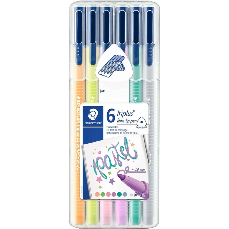Staedtler Triplus Color 323 Confezione da 6 pennarelli punta fine - Tratto 1 mm circa - Inchiostro a base acqua - Colori assorti