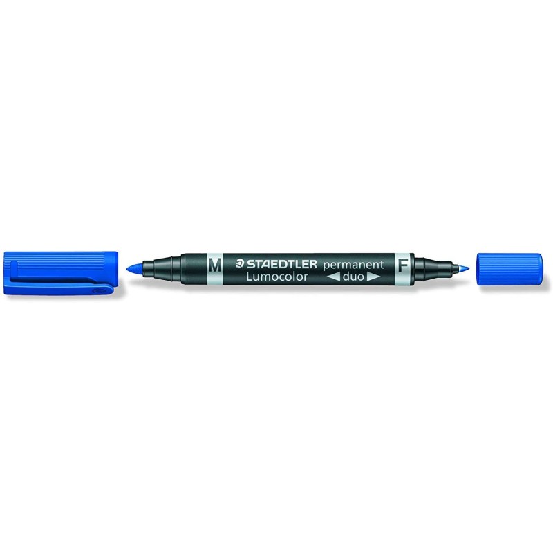 Staedtler Lumocolor 348 Pennarello permanente a doppia punta - Asciugatura rapida - Colore blu