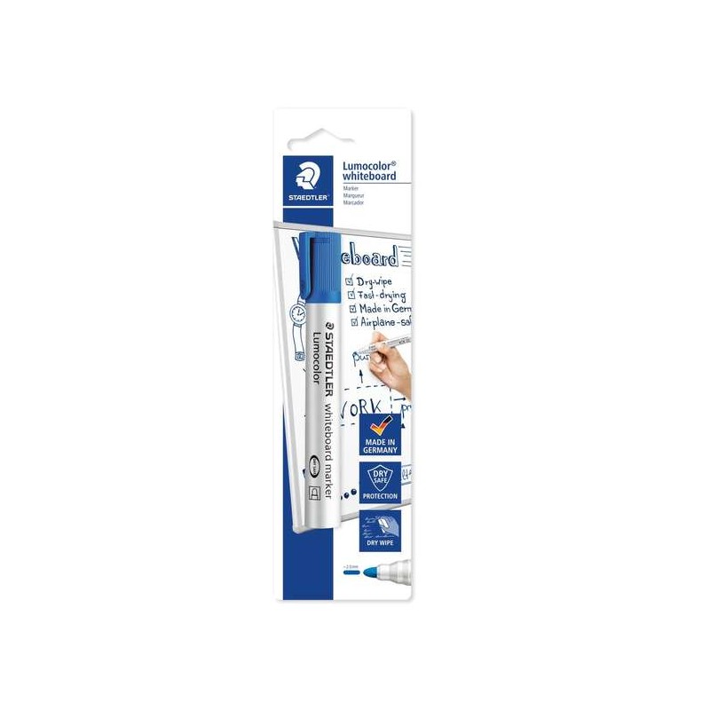 Staedtler Lumocolor 351 Pennarello per lavagna bianca - Tratto da 2 mm - Asciugatura rapida - Ricaricabile - Colore blu