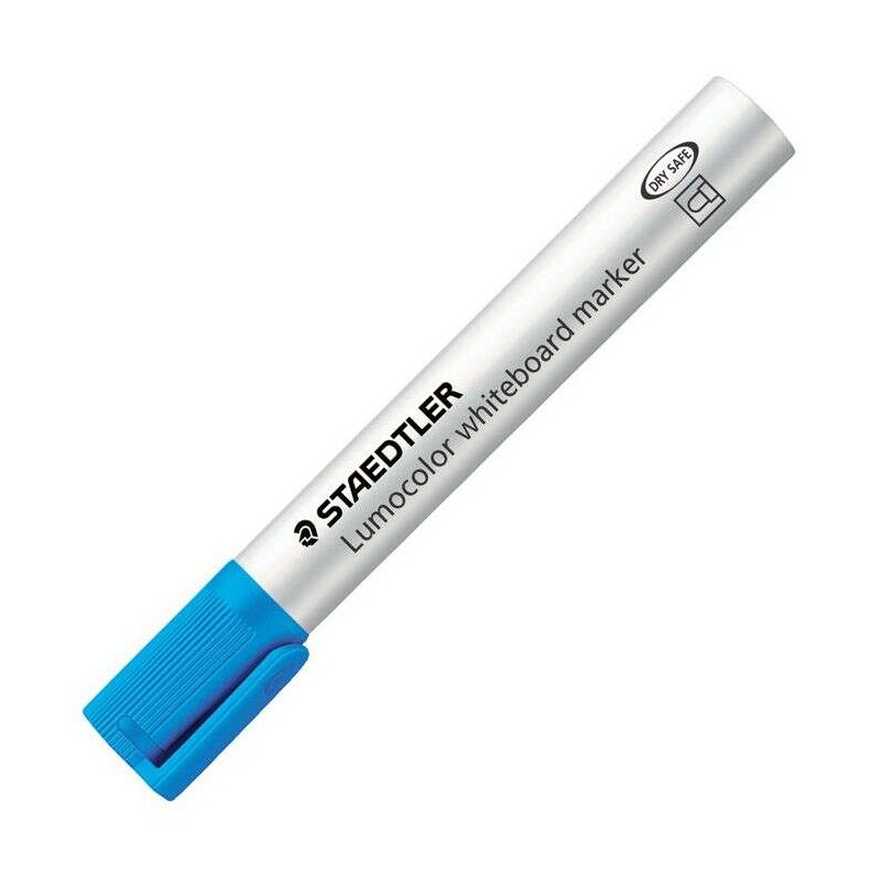 Staedtler Lumocolor 351 Pennarello per lavagna bianca - Punta rotonda - Linea 2 mm - Cappuccio con clip - Colore azzurro