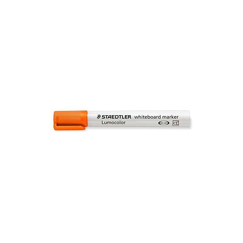 Staedtler Lumocolor 351 Pennarello per lavagna bianca - Punta rotonda - Linea 2 mm - Cappuccio con clip - Colore arancione