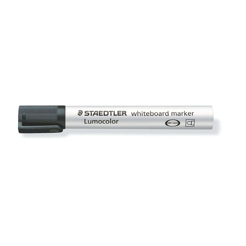Staedtler Lumocolor 351 Pennarello per lavagna bianca - Punta rotonda - Linea 2 mm - Cappuccio con clip - Colore nero