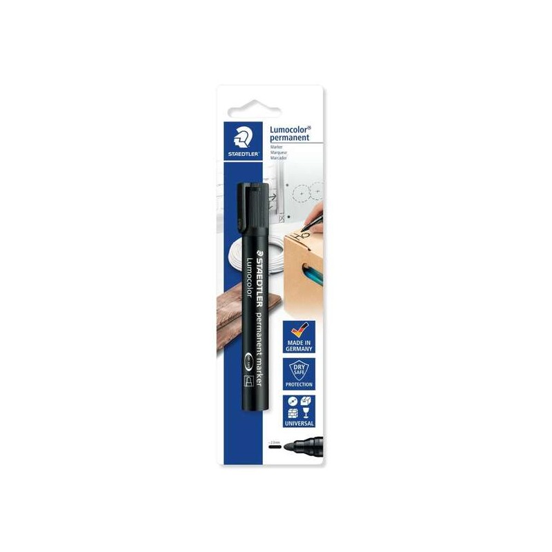 Staedtler Lumocolor 352 Pennarello permanente a punta tonda - Tratto da 2 mm - Asciugatura rapida - Ricaricabile - Colore nero