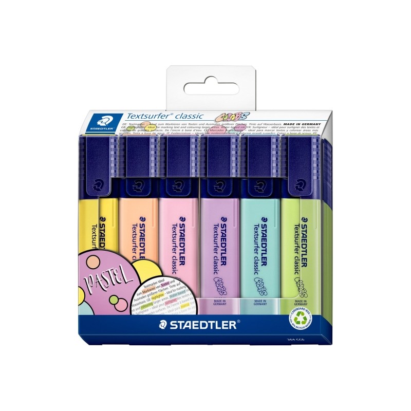 Staedtler Textsurfer Classic 364 Confezione da 6 pennarelli fluorescenti - Asciugatura rapida - Tratto 1 - 5 mm circa - Colori a