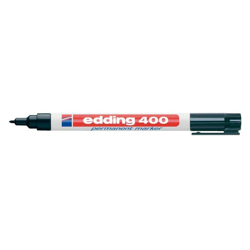 Pennarello indelebile Edding 400 - Punta tonda - Tratto 1 mm. - Ricaricabile - Asciugatura rapida - Colore nero