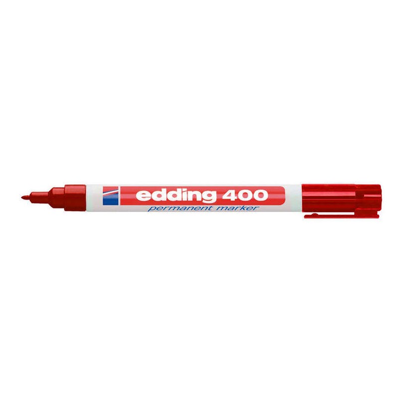 Pennarello indelebile Edding 400 - Punta tonda - Tratto 1 mm. - Ricaricabile - Asciugatura rapida - Colore rosso