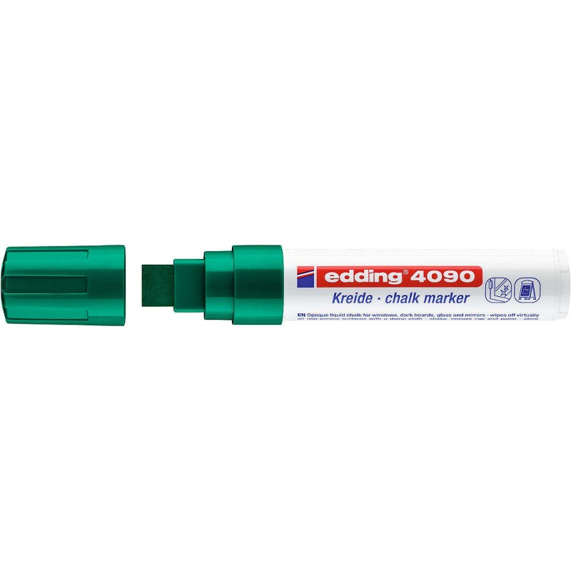 Pennarello a gesso liquido Edding 4090 - Punta a scalpello - Linea tra 4 e 15 mm - Odore neutro - Colore verde