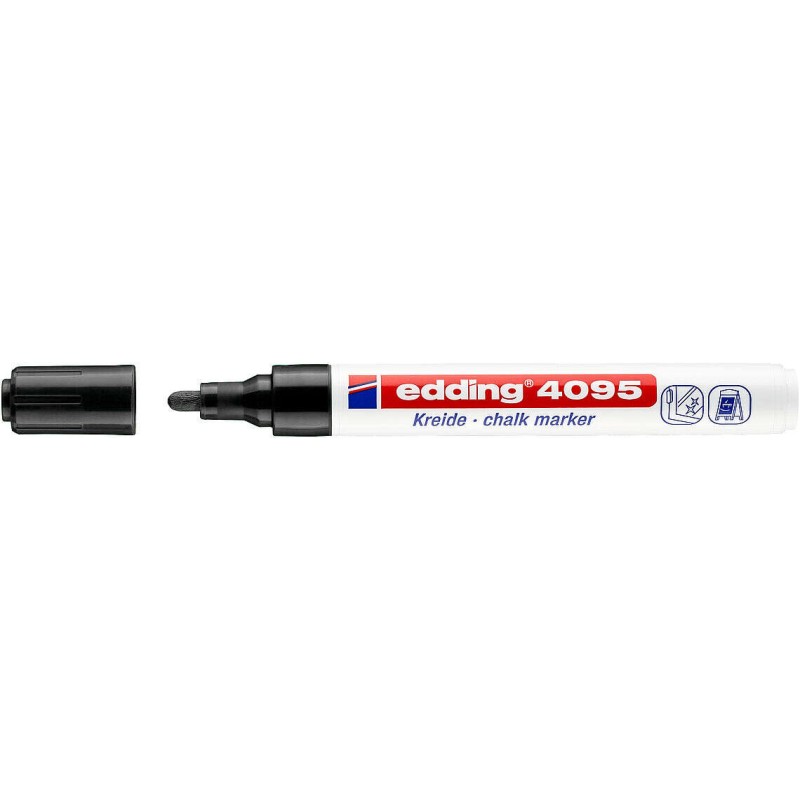 Pennarello a gesso liquido Edding 4095 - Punta rotonda - Tratto tra 2 e 3 mm - Odore neutro - Colore nero