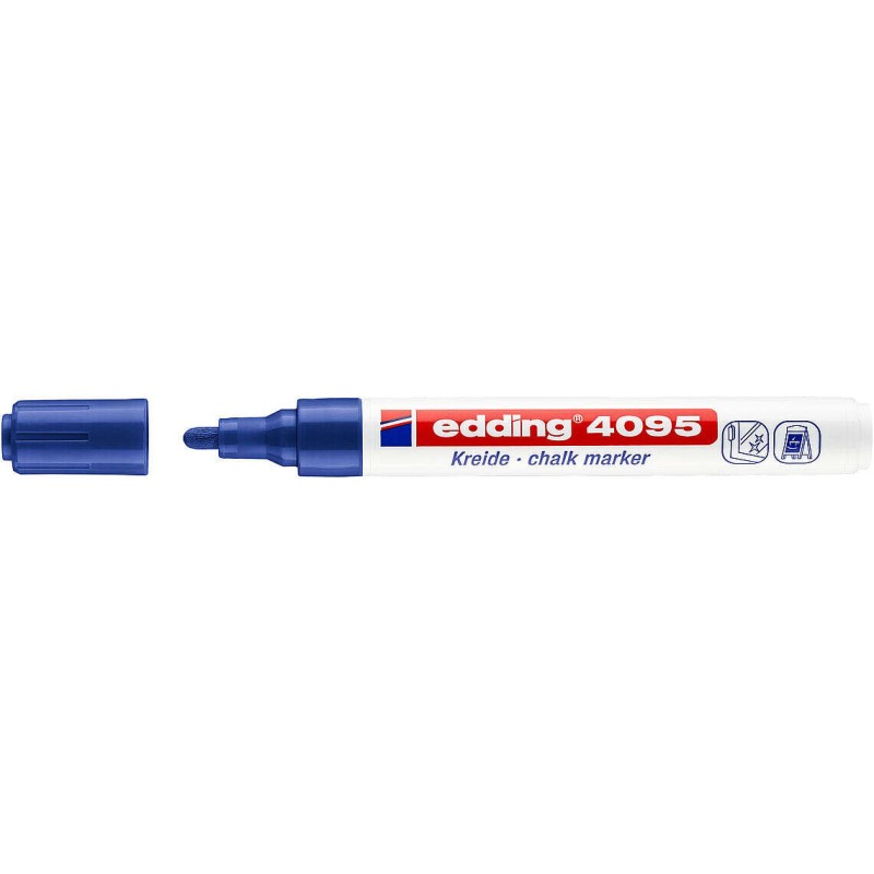 Pennarello a gesso liquido Edding 4095 - Punta Rotonda - Tratto tra 2 e 3 mm - Odore neutro - Colore blu