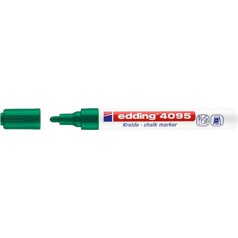 Pennarello a gesso liquido Edding 4095 - Punta rotonda - Linea tra 2 e 3 mm - Odore neutro - Colore verde